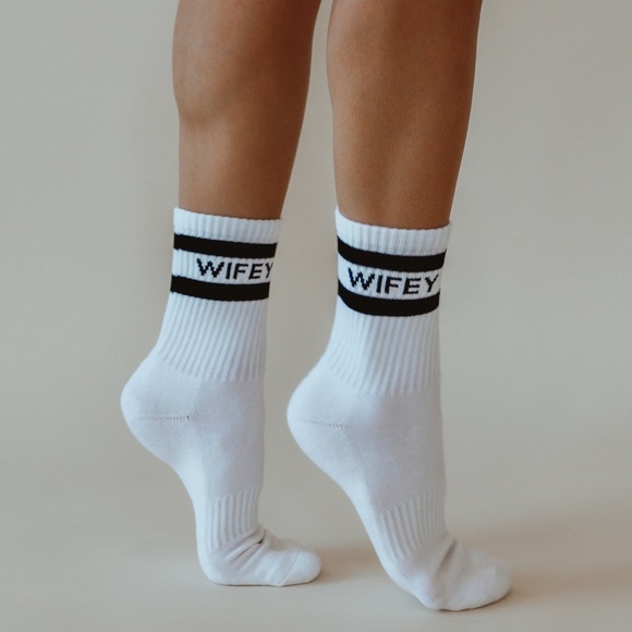 blissful socks Accessories - Wifey tall White Bridal Wedding Socks